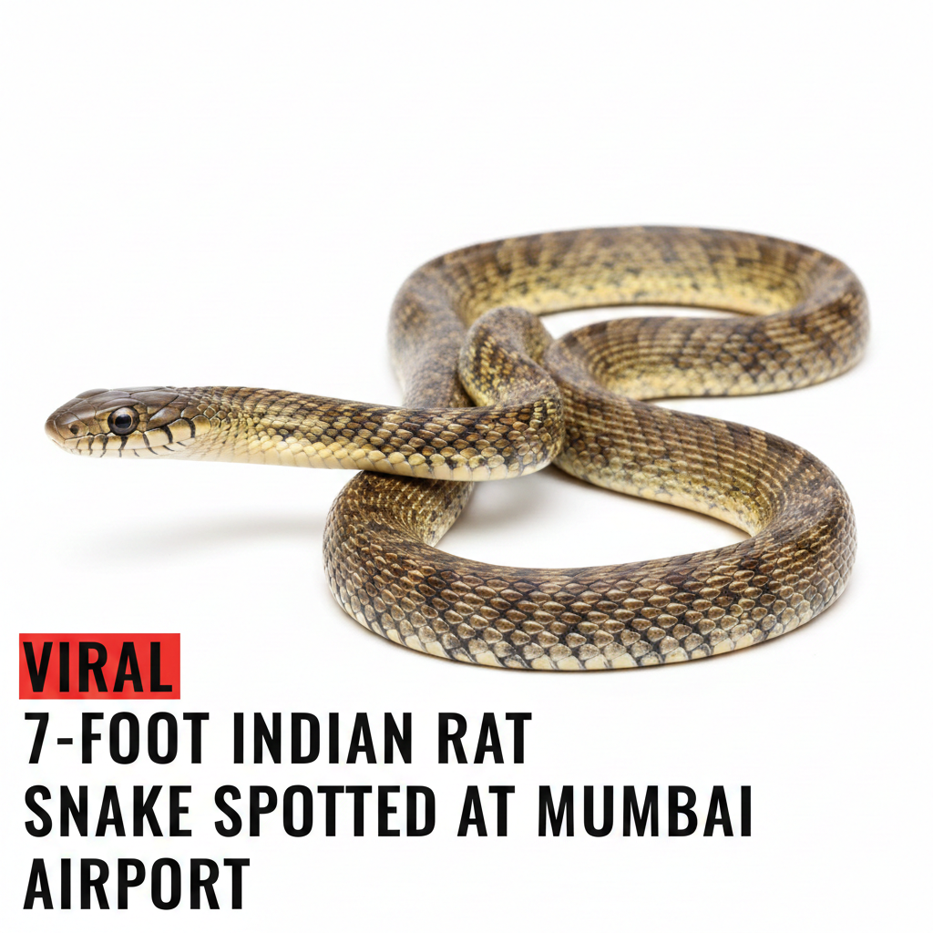 Viral 7-Foot Indian Rat Snake Spotted At Mumbai Airport