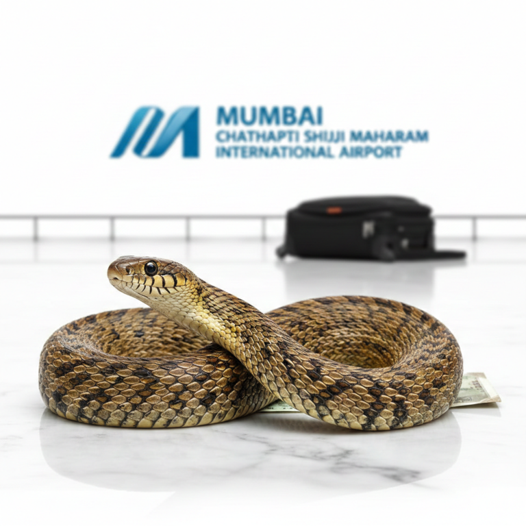 Viral 7-Foot Indian Rat Snake Spotted At Mumbai Airport